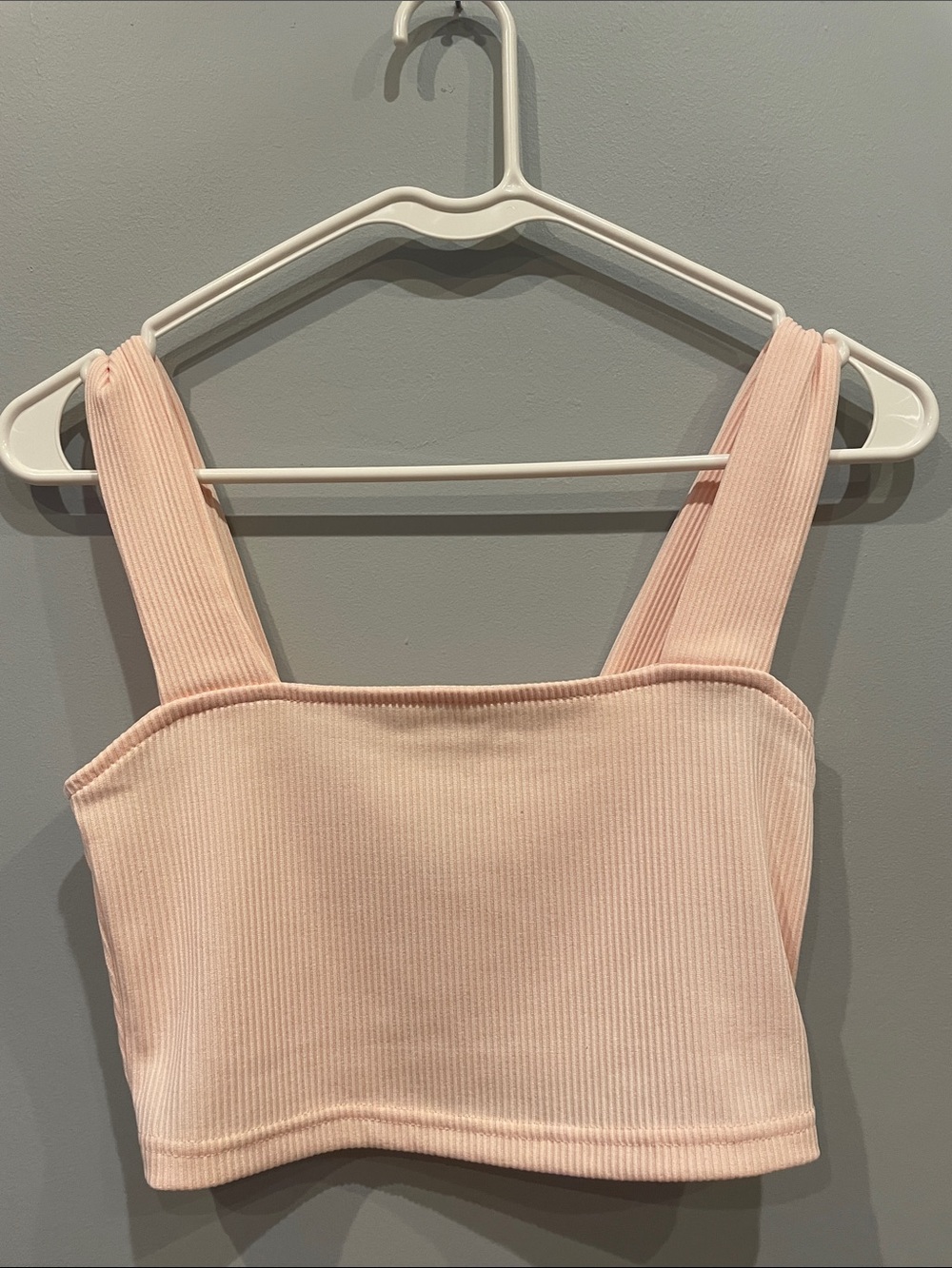 Divided Pale Pink Ribbed Crop Top